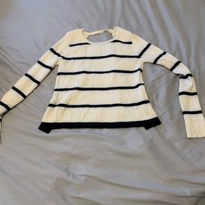 Zara black and white striped open back knit